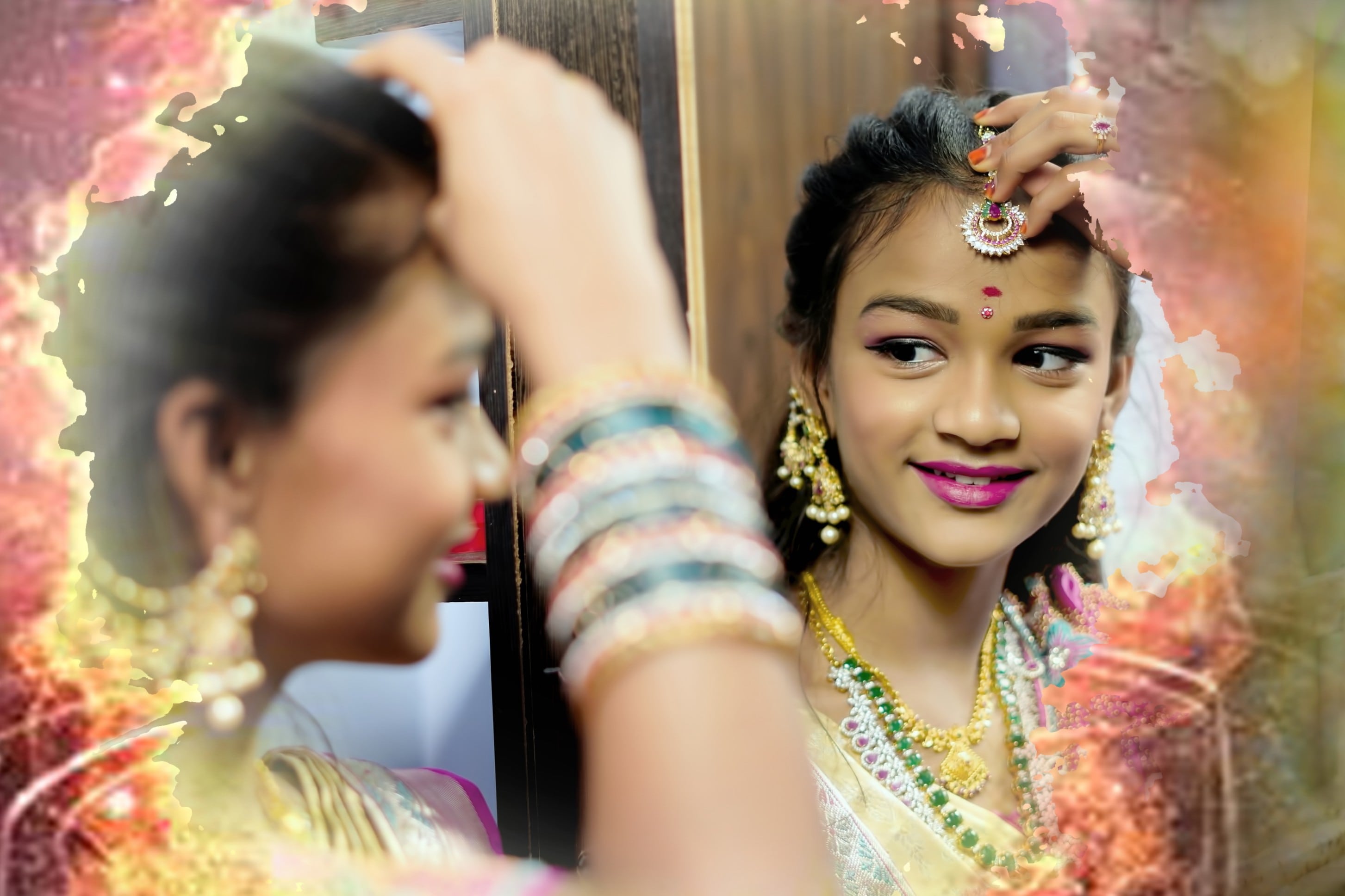 A snowy landscape with frozen trees
